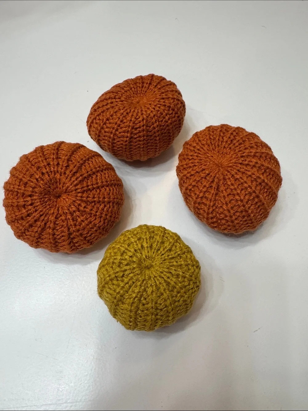 Hand-Knit Fall Pumpkin Décor Set - Orange & Mustard (Collection 1)